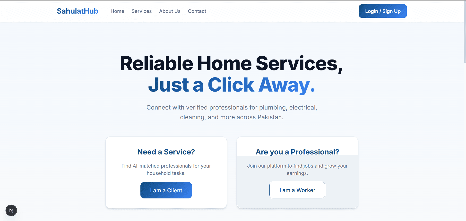 Homepage view 1