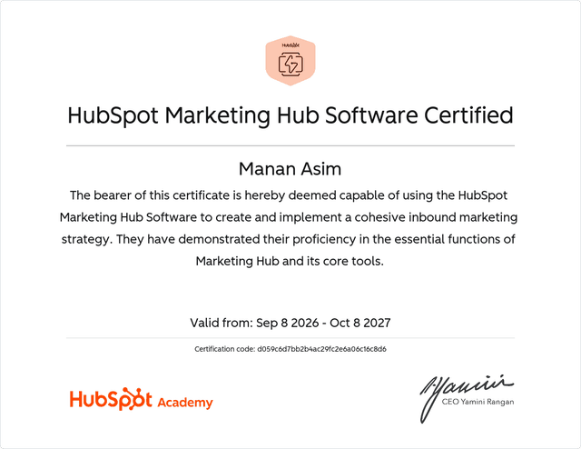 HubSpot Marketing Hub Software Certified