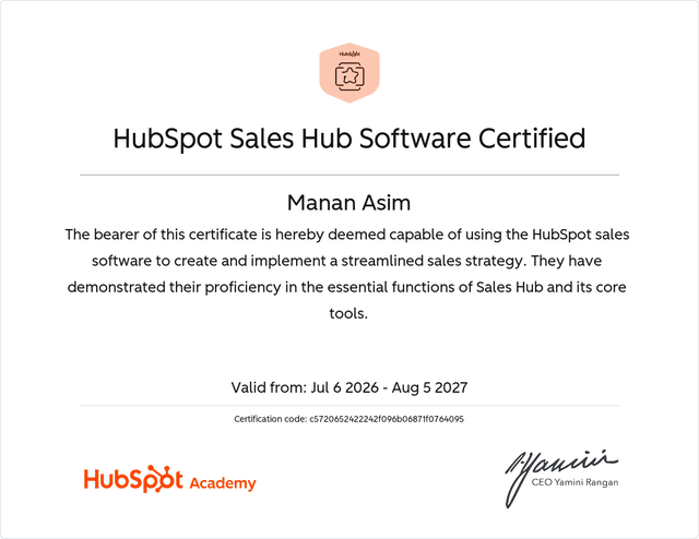 HubSpot Sales Hub Software Certified